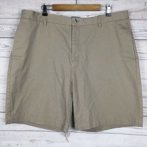 Adidas Mens‎ Shorts 40 Khaki Stretch Blend Golf Flat Front Tan Beige